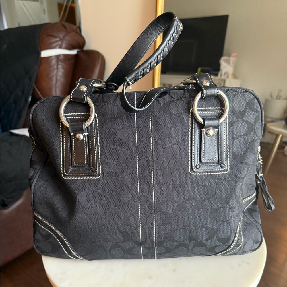 Coach Soho XL Vintage Black Signature Cs Tote Shoulder Bag